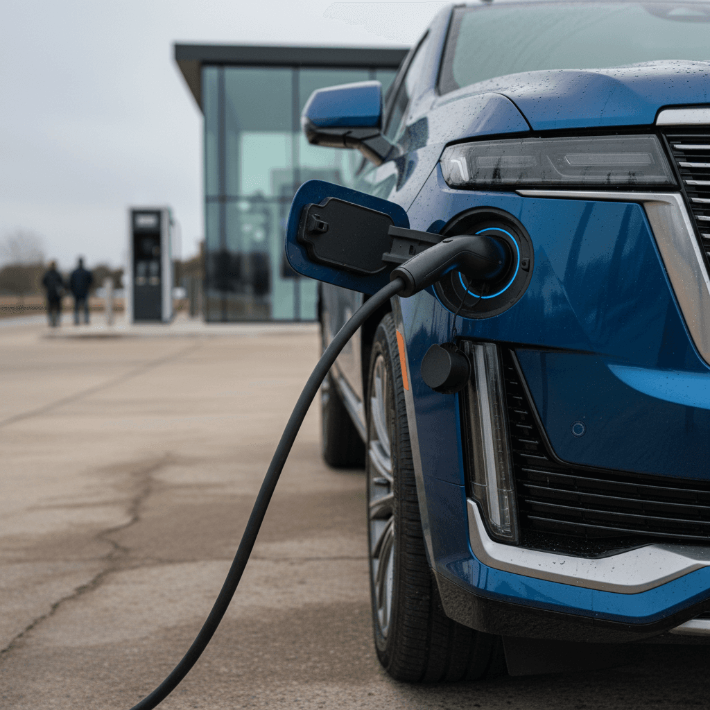 Electric car digital dashboard showing state of charge and remaining driving range