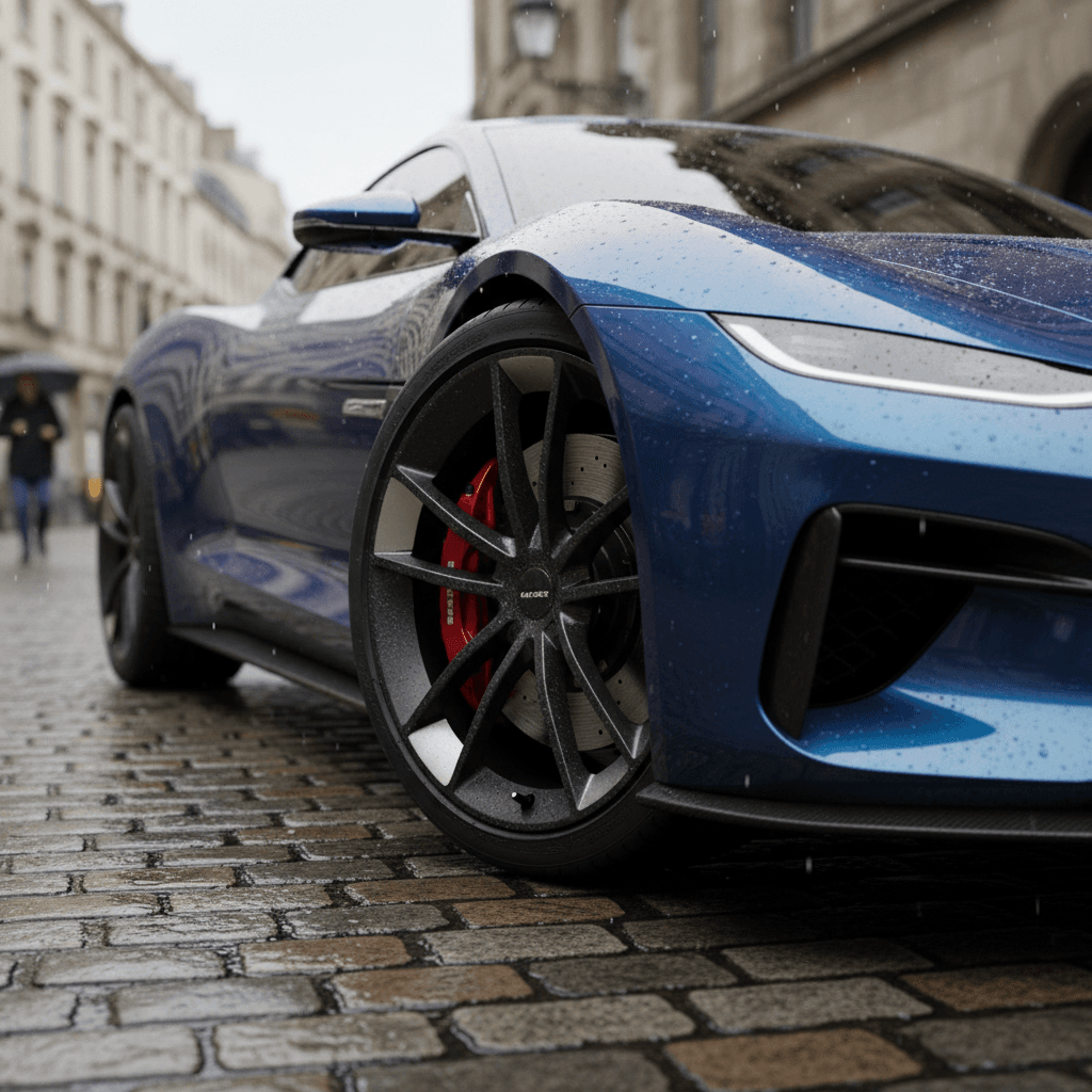 Electric SUV driving along a mountain road, highlighting the adventurous side of modern EVs