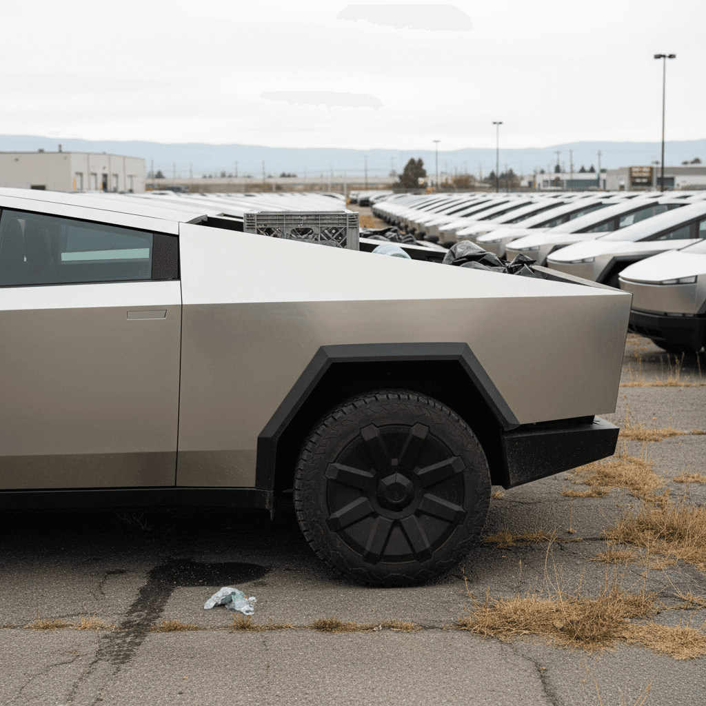 Electric pickup truck towing a trailer on the highway, illustrating how upgrades and loading impact EV range.