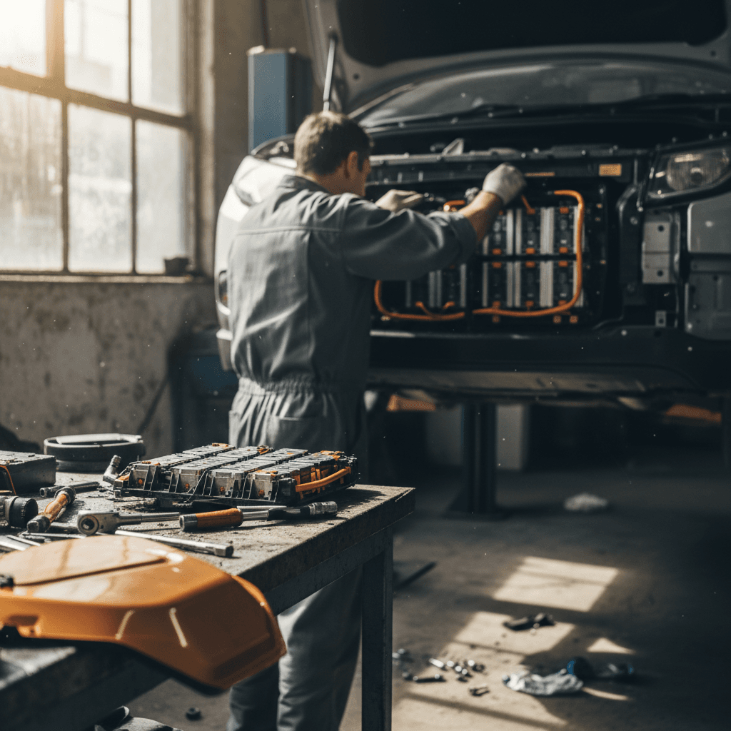 Coolant reservoir cap under the hood of a modern car, illustrating where Chevy Volt coolant is checked.
