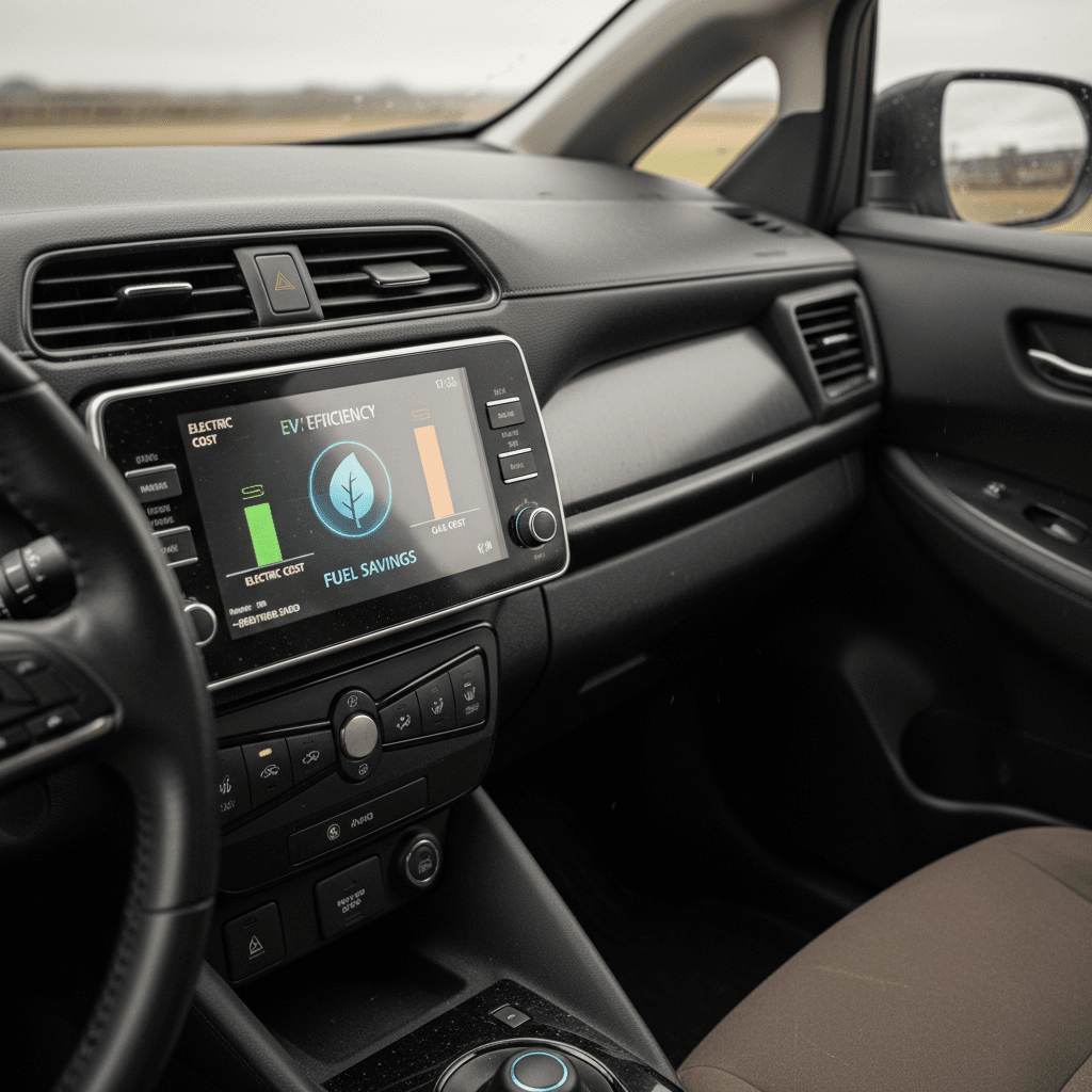 Nissan Leaf plugged into a home EV charger in a driveway