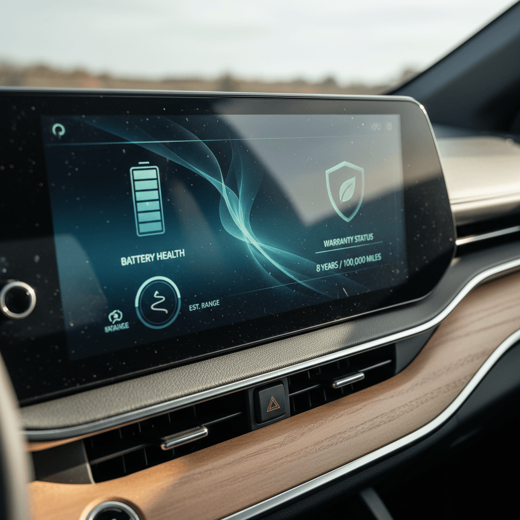 Illustrated dashboard close-up showing an EV battery capacity gauge with segments highlighted
