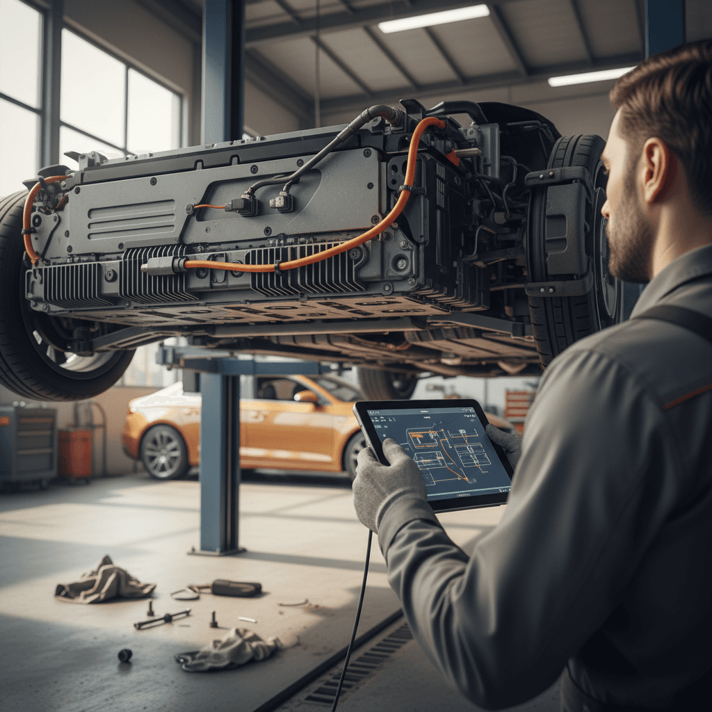 Electric car dashboard showing energy flow arrows during regenerative braking