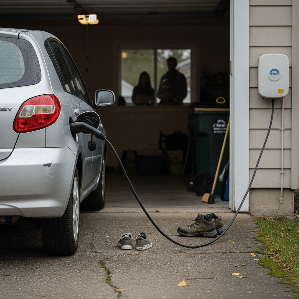 A compact affordable SUV driving through a modern city street
