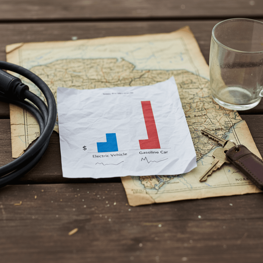 Chart showing electric vs gasoline cost per mile in South Carolina for 2026 with EV significantly lower