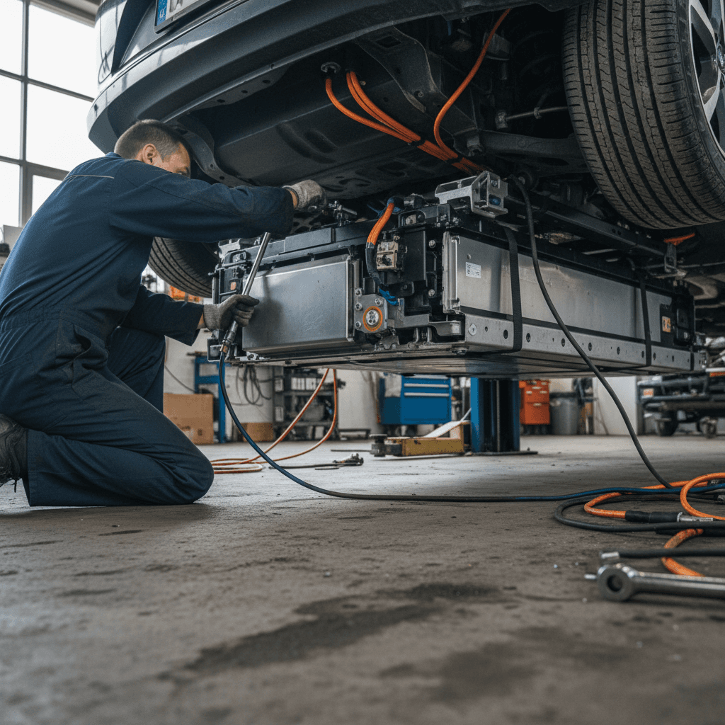 Nissan Leaf instrument cluster showing battery health bars and estimated driving range on the central display