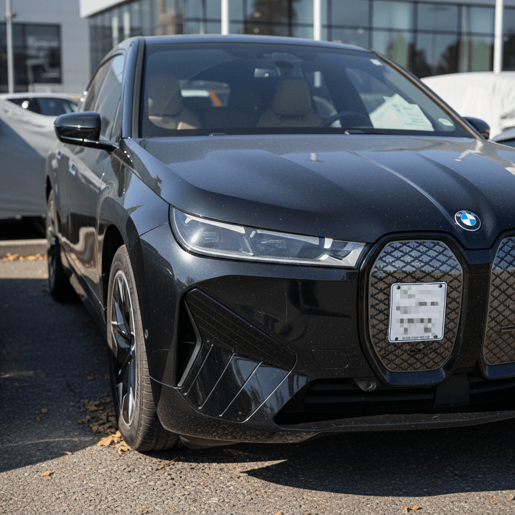 Used BMW iX SUVs parked at a dealership lot, highlighting resale value after several years