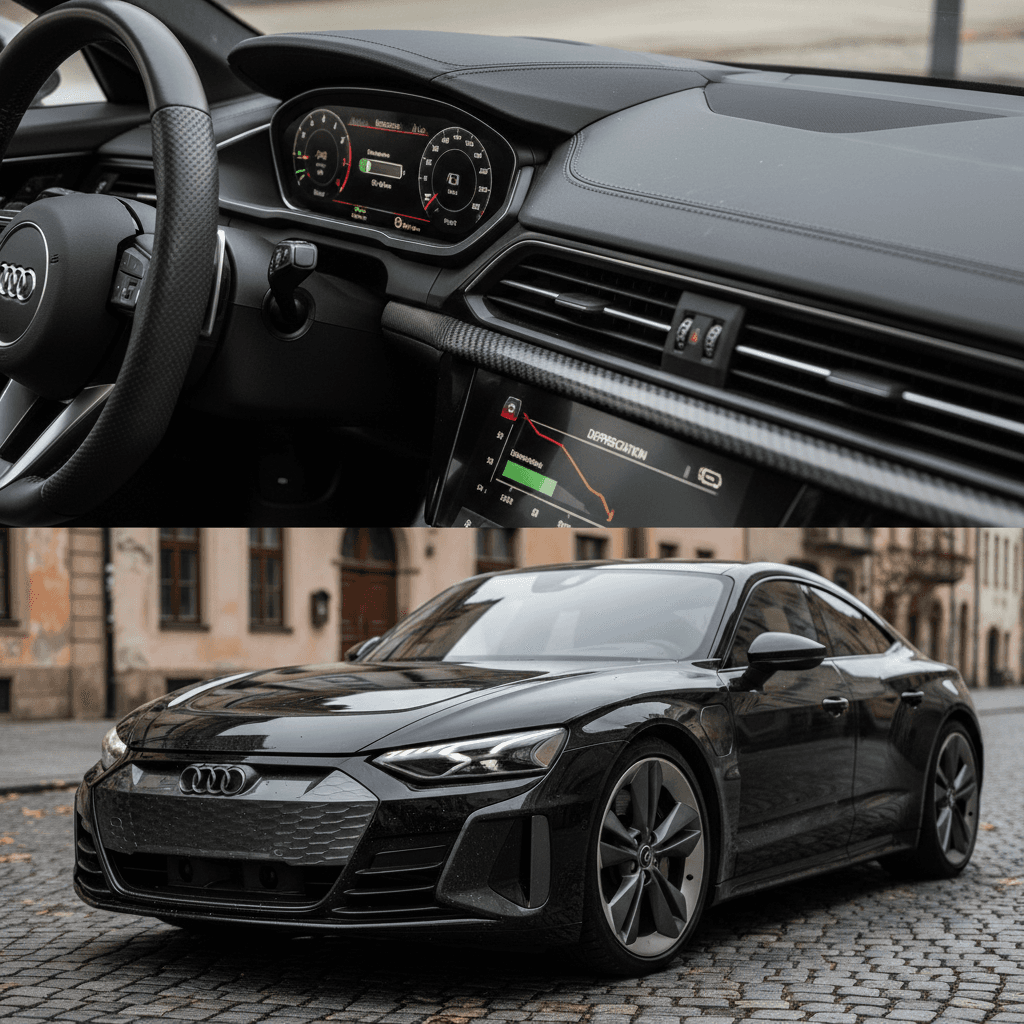 Audi e-tron GT interior and exterior details emphasizing high-end design and technology