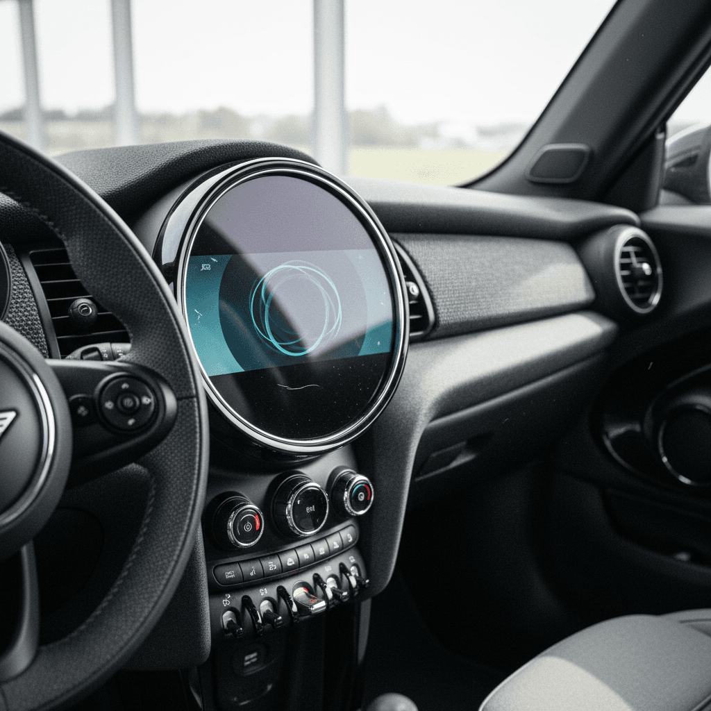 Volvo EX30 minimalist interior next to Mini Cooper Electric retro-inspired dashboard