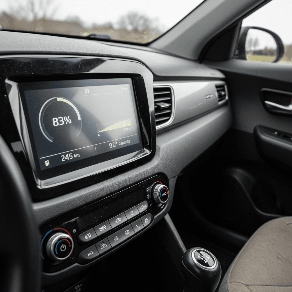 Row of used Ford Mustang Mach-E SUVs in different colors and trims parked on a lot, highlighting variation in condition and value