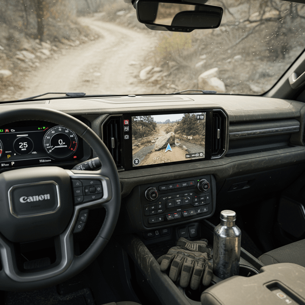 Rivian R1T electric pickup plugged into a DC fast charger in a city parking lot
