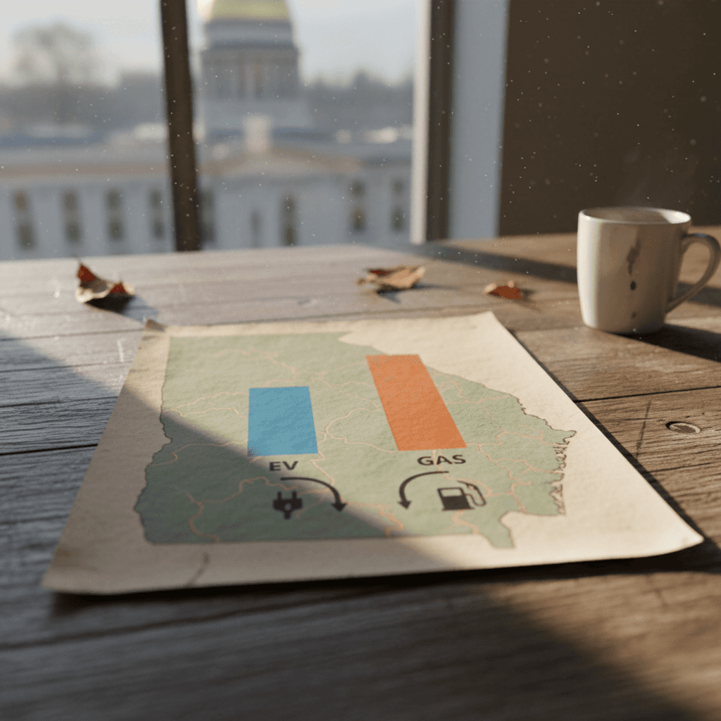Chart comparing electric vehicle cost per mile versus gasoline car cost per mile in Georgia in 2026
