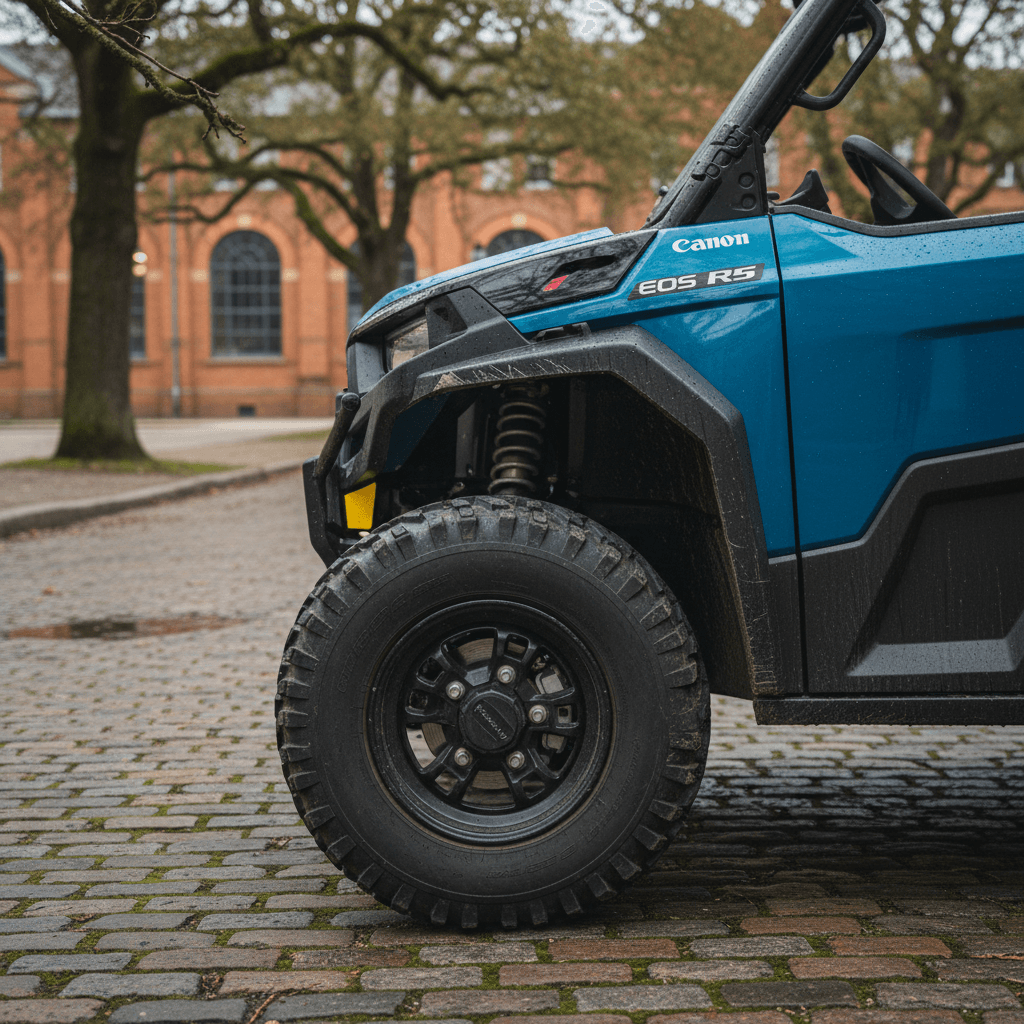 Small neighborhood electric vehicle parked on a city street