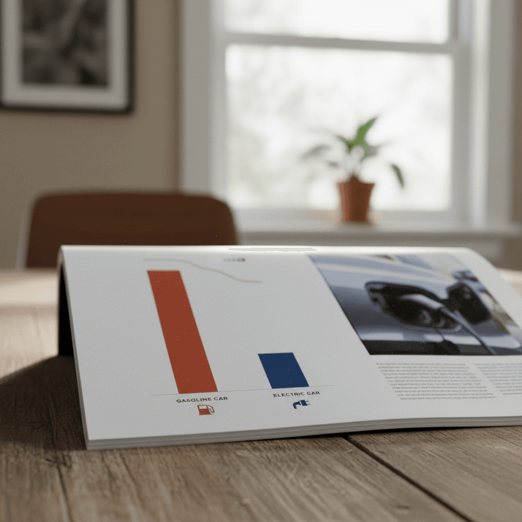 Simple bar chart comparing annual fuel costs of a gasoline car vs an electric car at typical U.S. prices