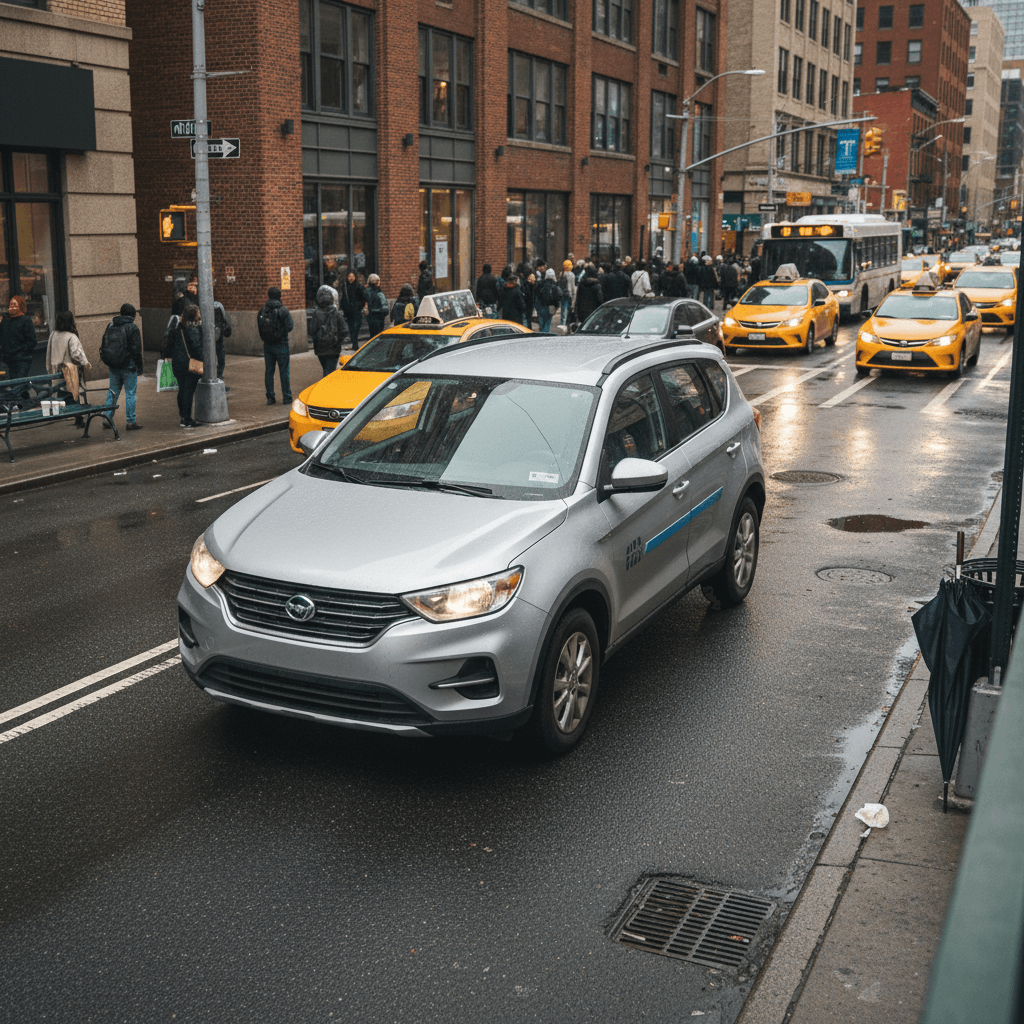 Used electric car charging in a home garage, illustrating an affordable EV option