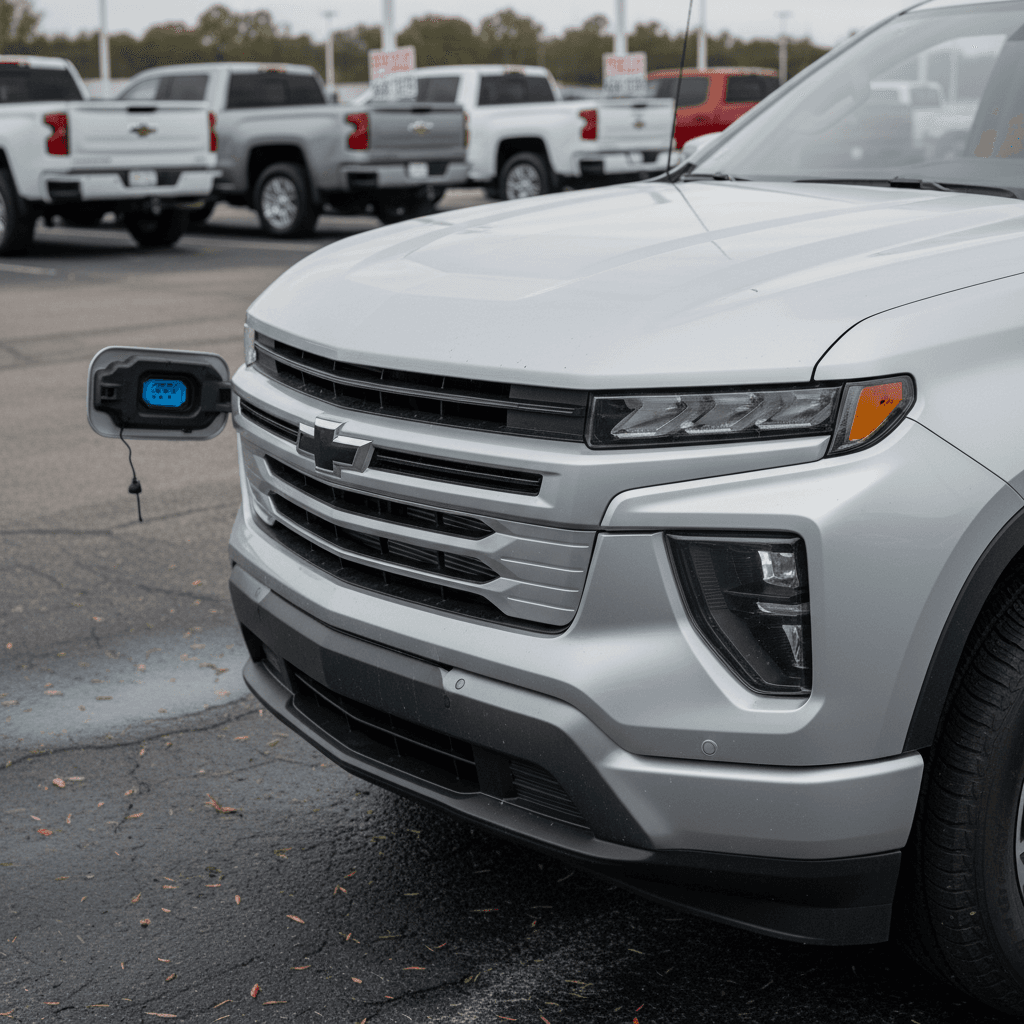 Chevrolet Silverado EV parked on a dealer lot, highlighting its potential future as a used electric truck