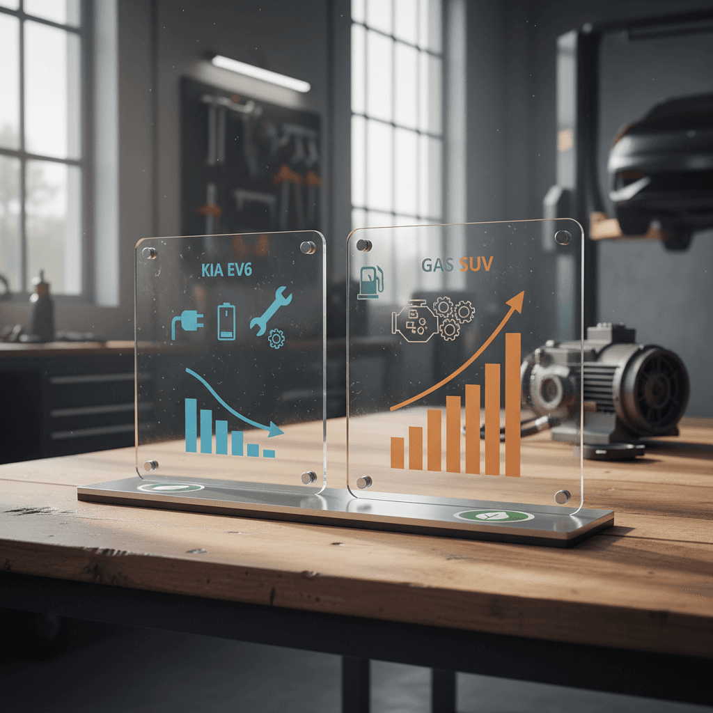 Technician calibrating an ADAS camera on a cracked EV windshield after glass replacement
