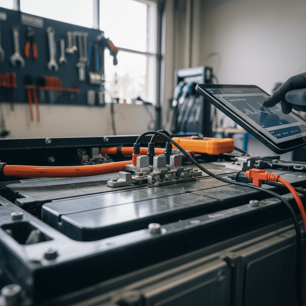 EV driver display showing battery state of charge and estimated driving range