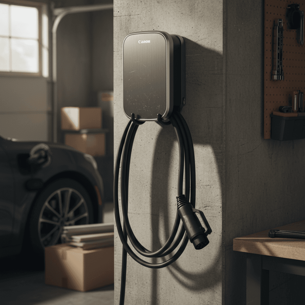Electrician checks a home electrical panel before installing an EV charger