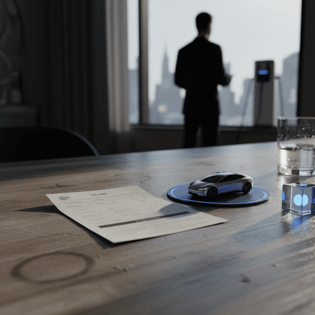 Row of new electric vehicles charging at a dealership, highlighting current EV lease deals