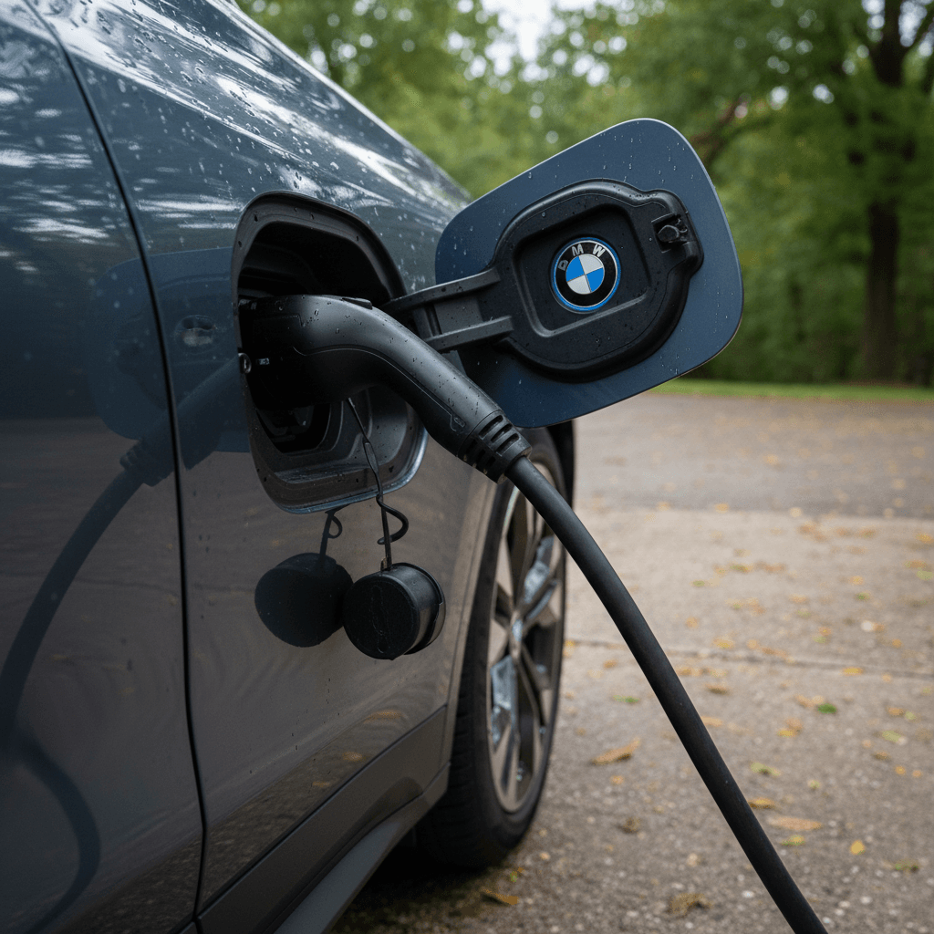 BMW iX3 electric SUV parked at a fast charging station