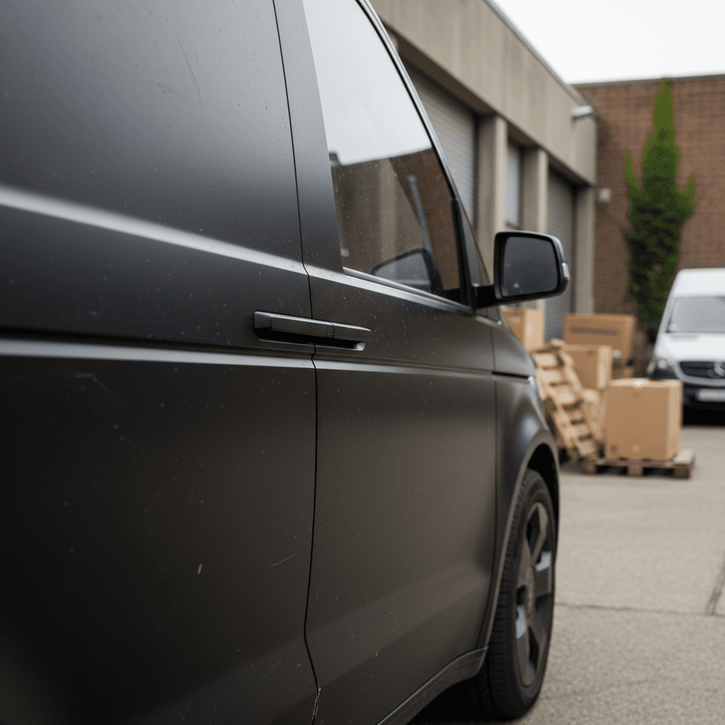 Modern electric minivan parked during a family road trip