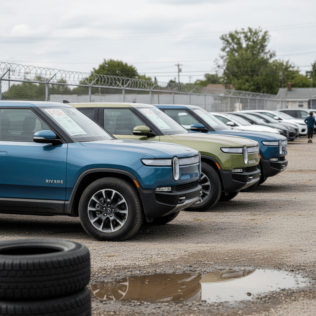 Close-up of BMW iX rear quarter and charging port parked in a driveway, suggesting a well-kept EV ready for resale.