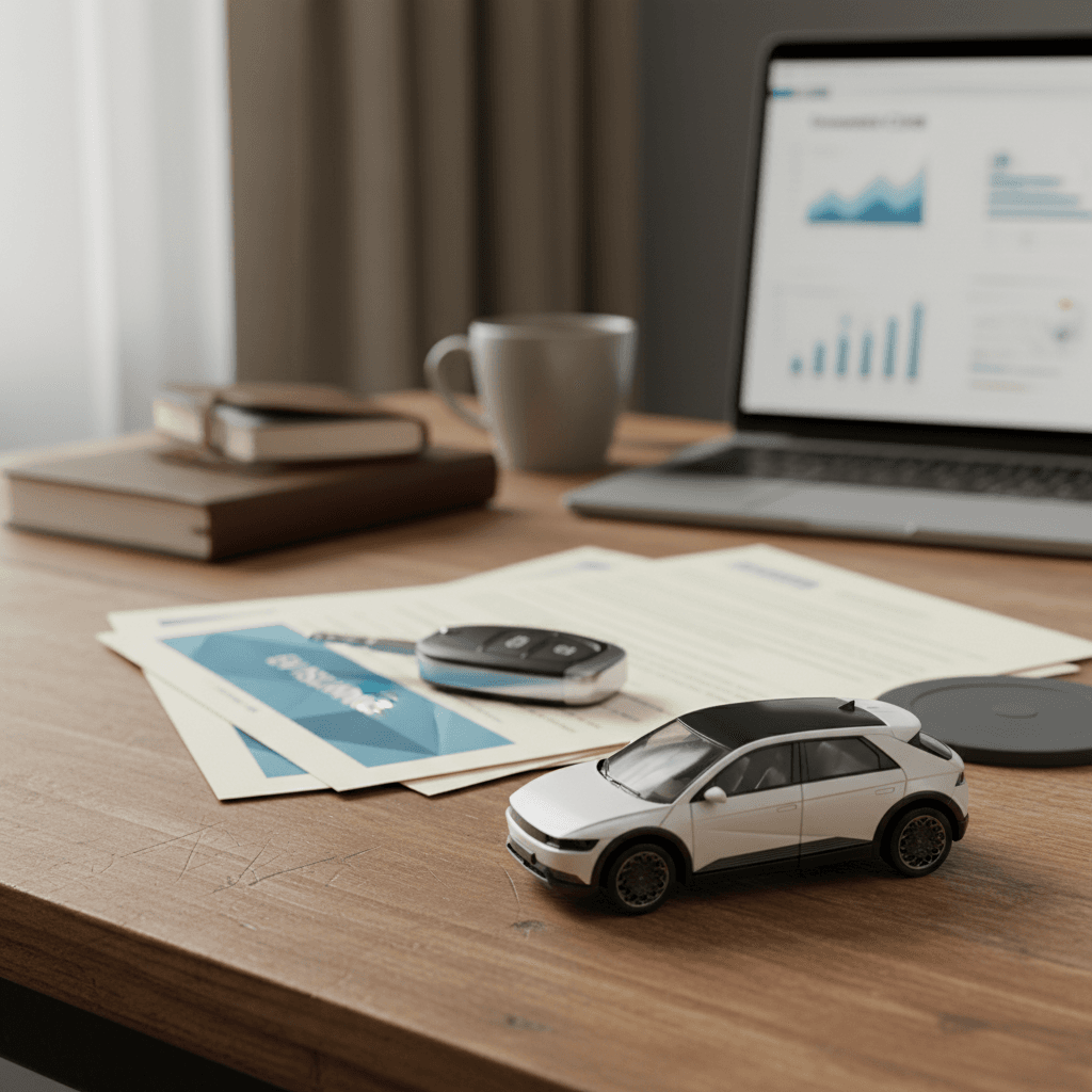 Insurance agent reviewing coverage options with a Chevy Bolt EUV driver in front of the vehicle