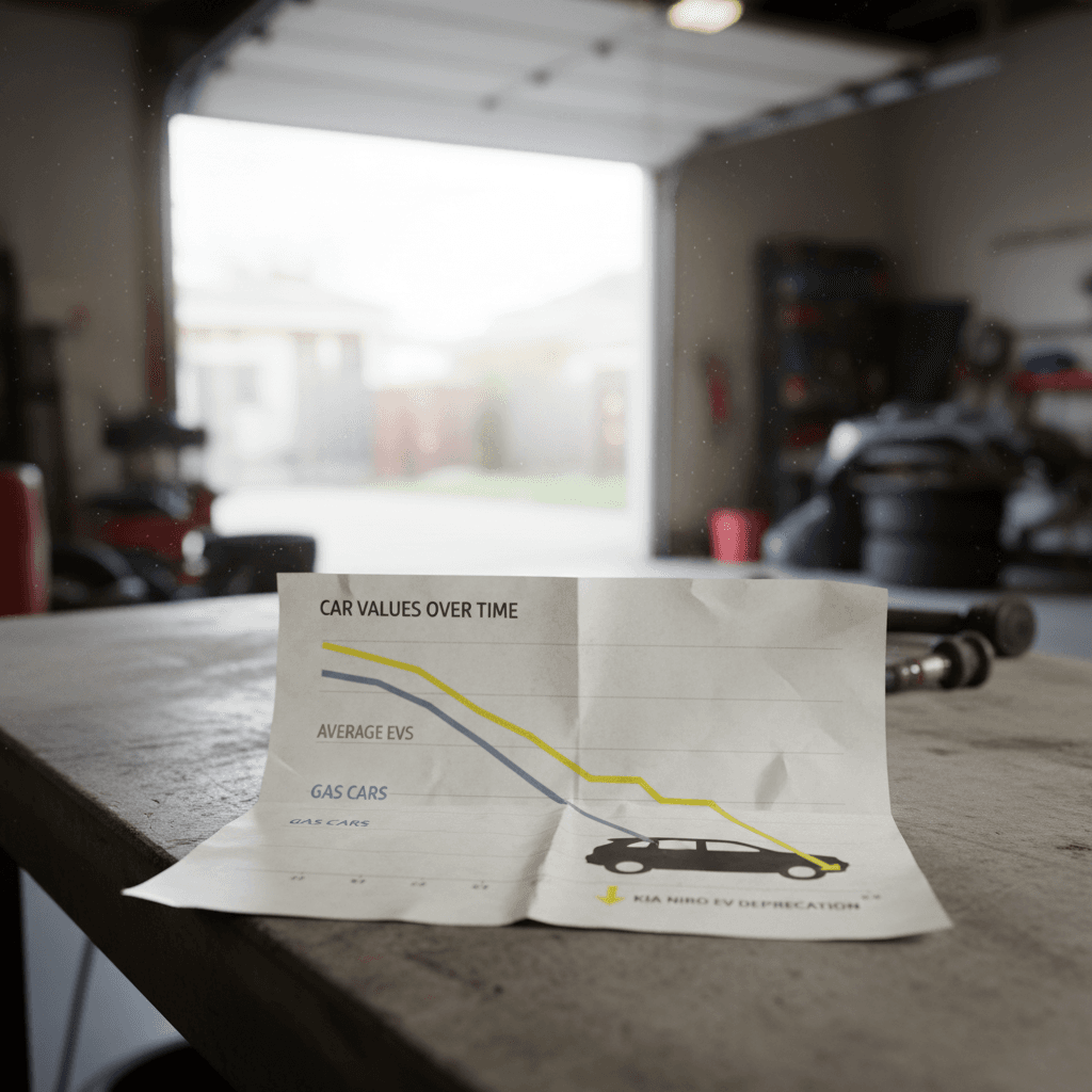 Row of used Chevy Bolt EV hatchbacks parked on a dealer lot with price stickers on the windshields