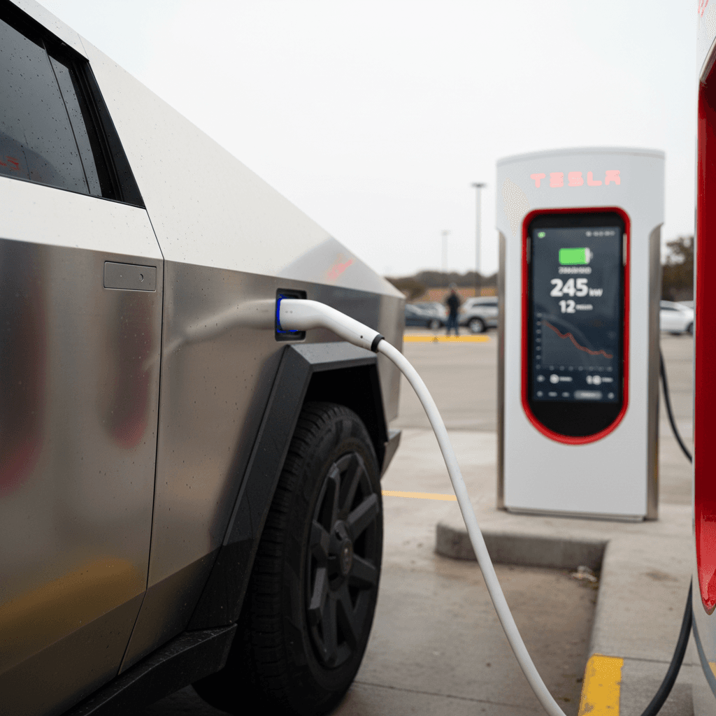 Kia EV6 digital display showing DC fast charging power, state of charge, and remaining time