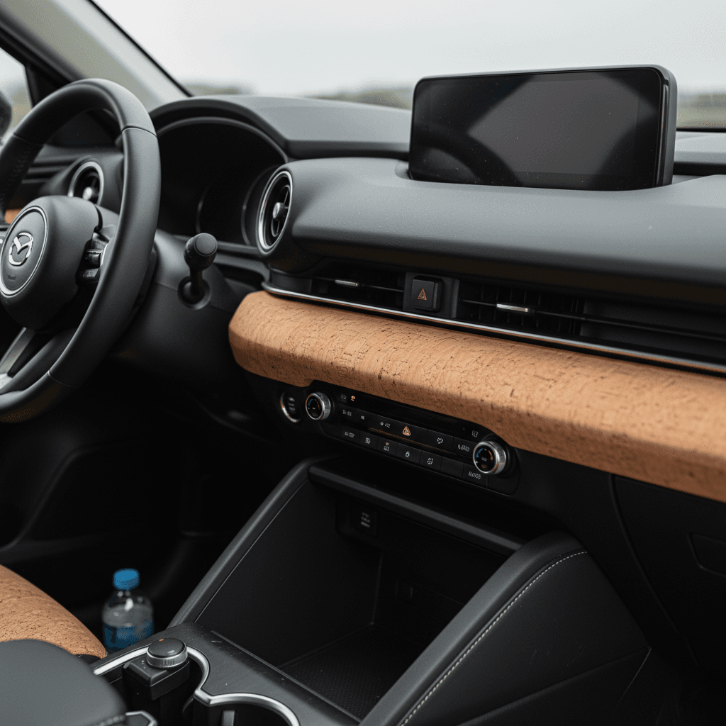 2023 Mazda MX-30 interior with cork accents and floating center console