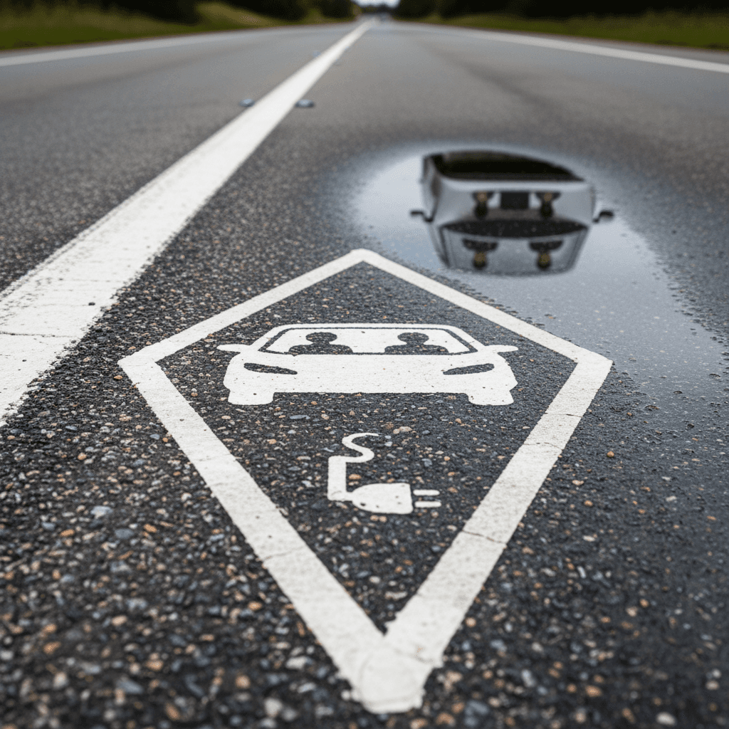 Simple diagram of a Massachusetts HOV lane showing a car with two occupants and an electric vehicle icon, emphasizing occupancy over fuel type.