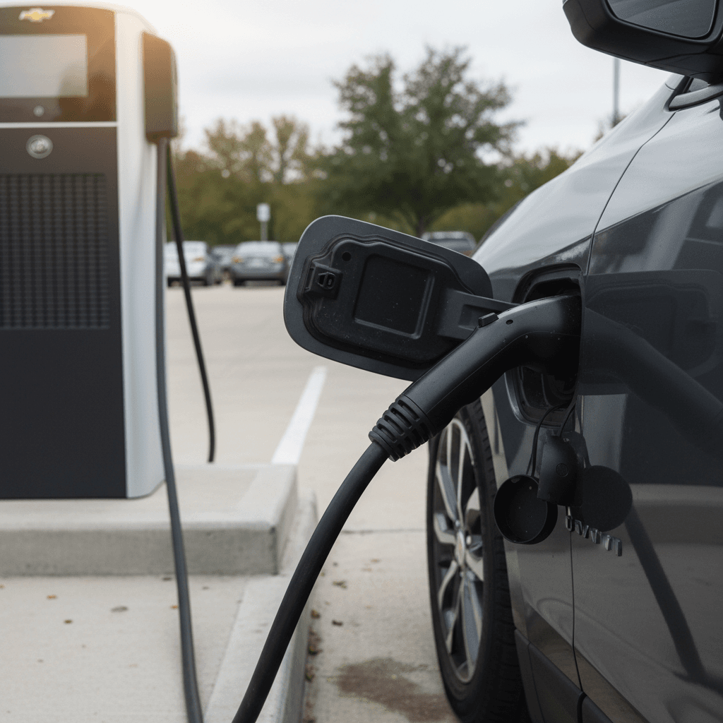 Chevrolet Equinox EV parked at an urban charging station