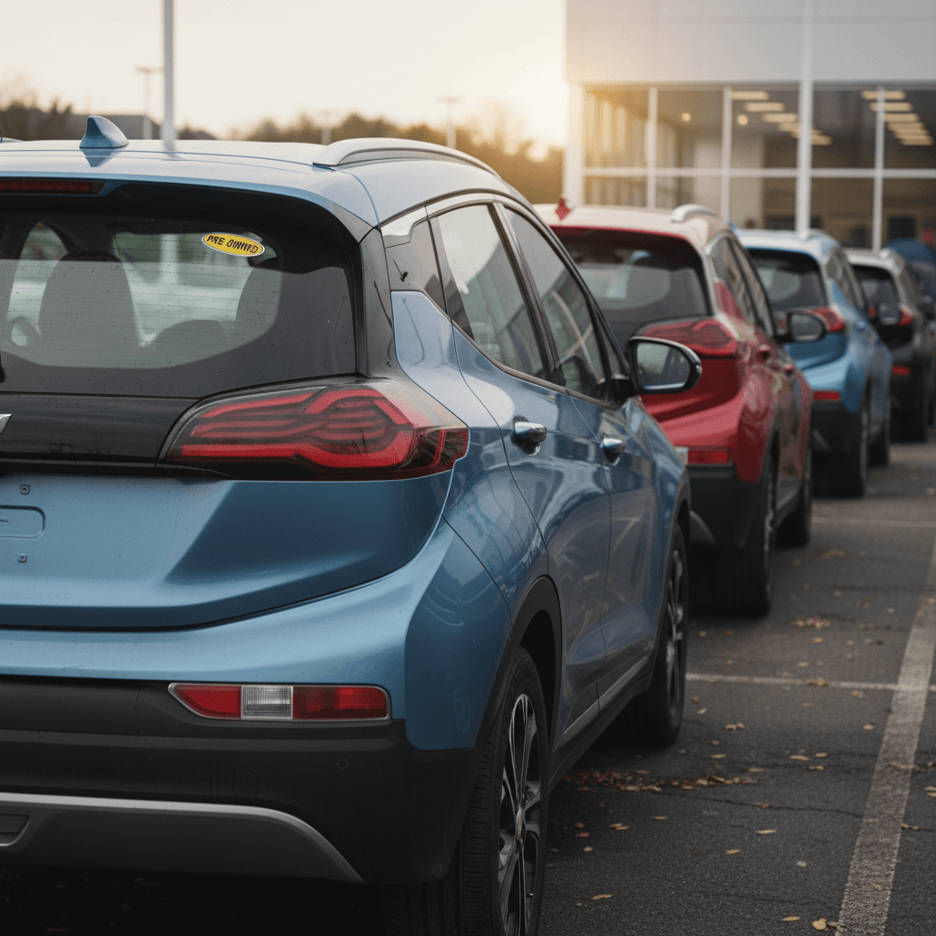 Online EV value calculator screen showing vehicle details and battery health inputs