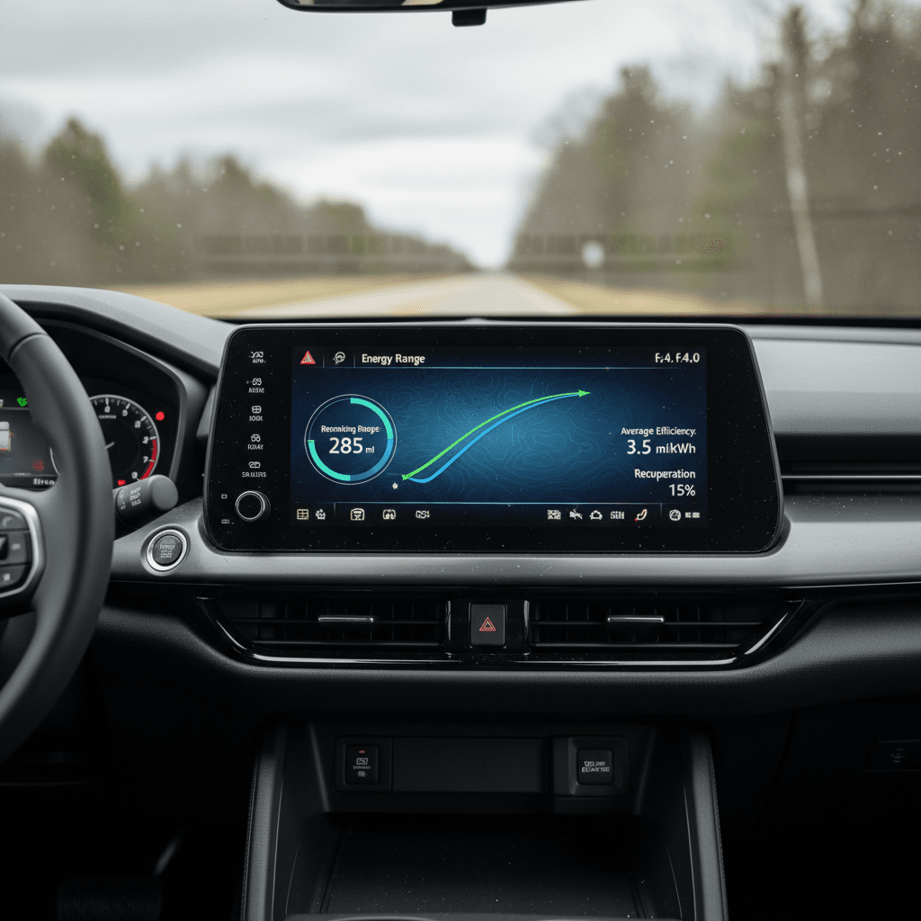 Energy consumption and remaining range screen on the 2024 Honda Prologue dashboard