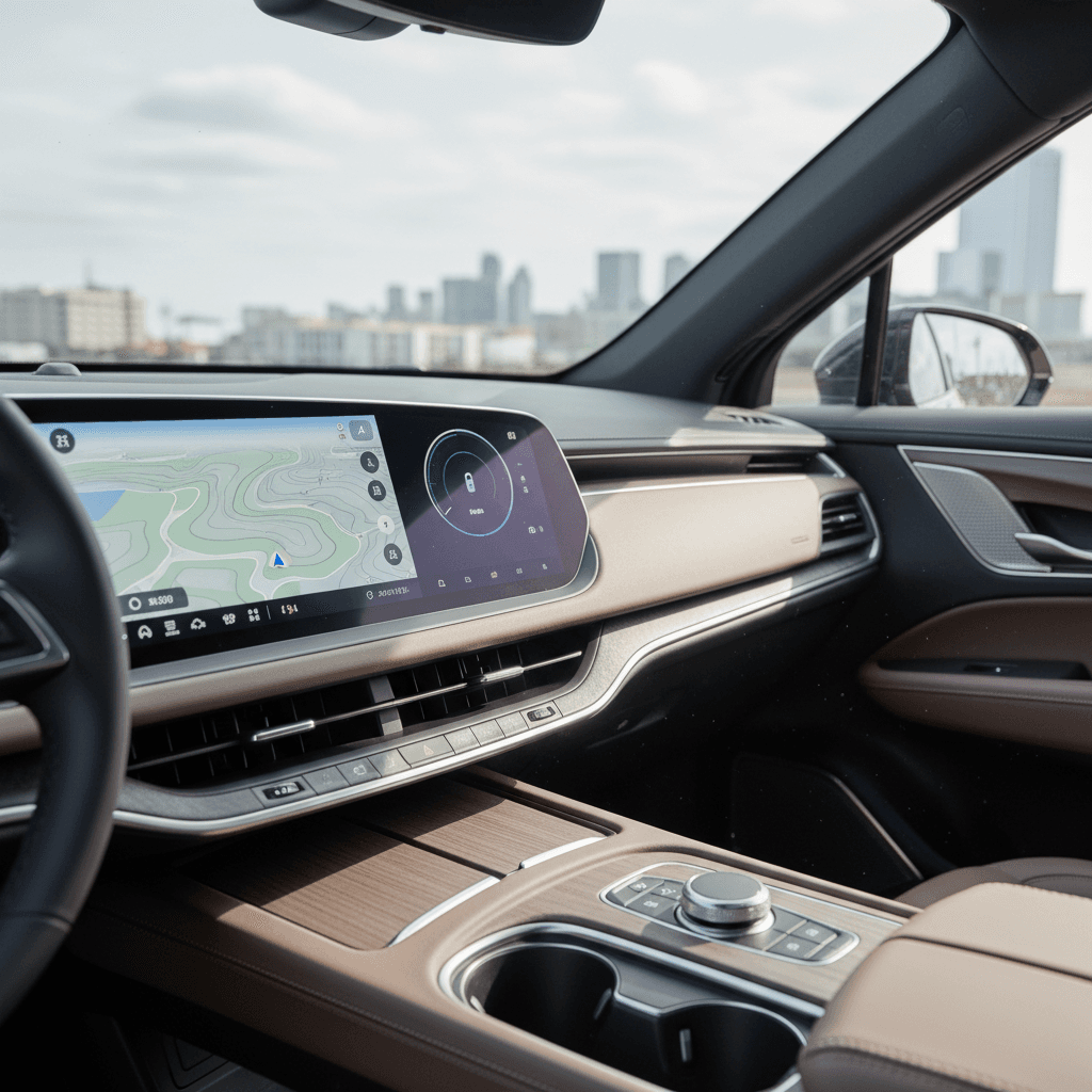 Electric SUV plugged into a DC fast charging station at night