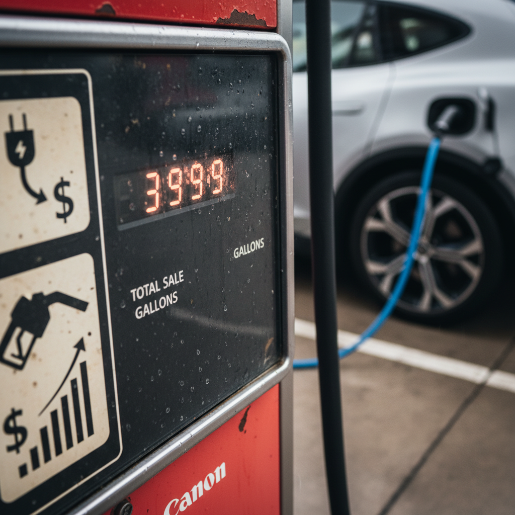 Electric vehicle dashboard showing real-time energy efficiency data in miles per kWh