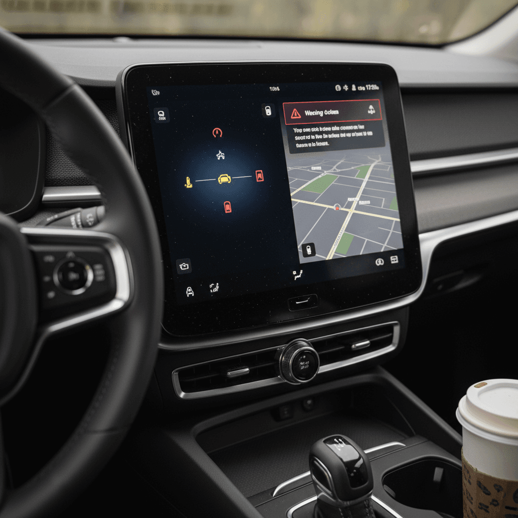 Polestar 2 charging with dashboard warning symbols visible, illustrating the mix of strong EV hardware and software warnings
