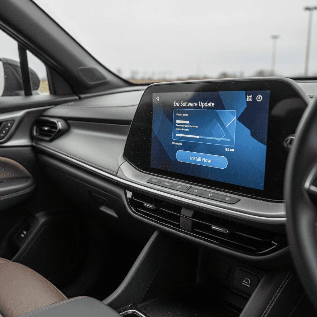 Chevy Blazer EV infotainment screen showing a pending software update prompt