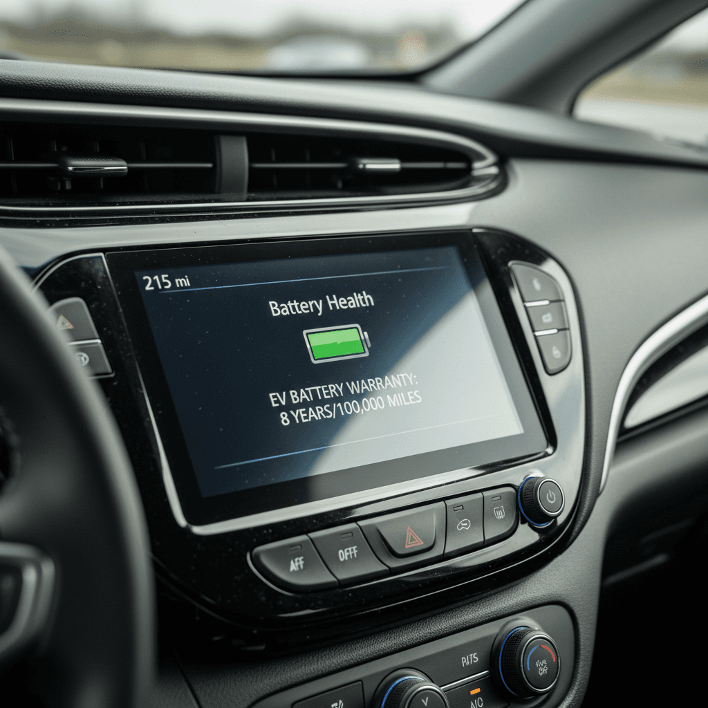 Chevrolet Bolt EV style digital dashboard showing battery charge and estimated range