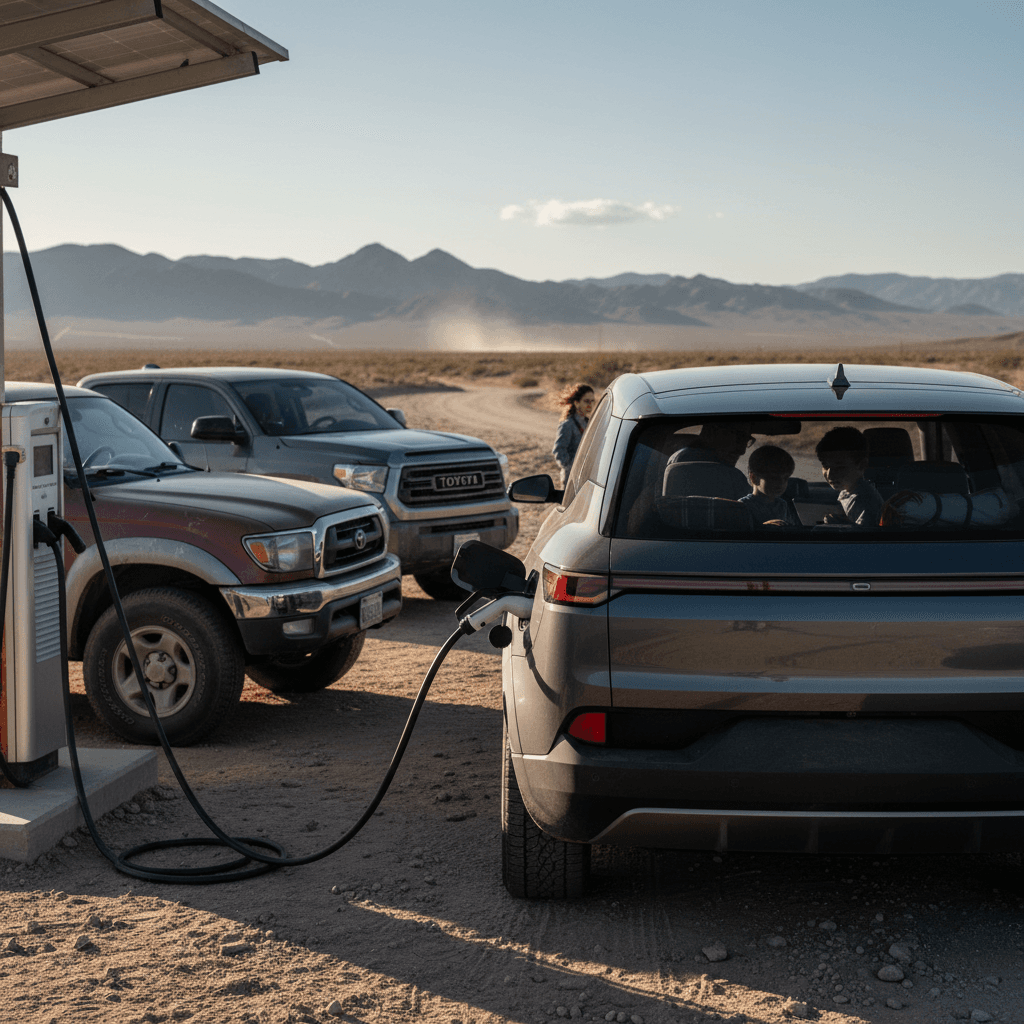 Toyota Tacoma midsize pickup truck driving off-road on a dirt trail
