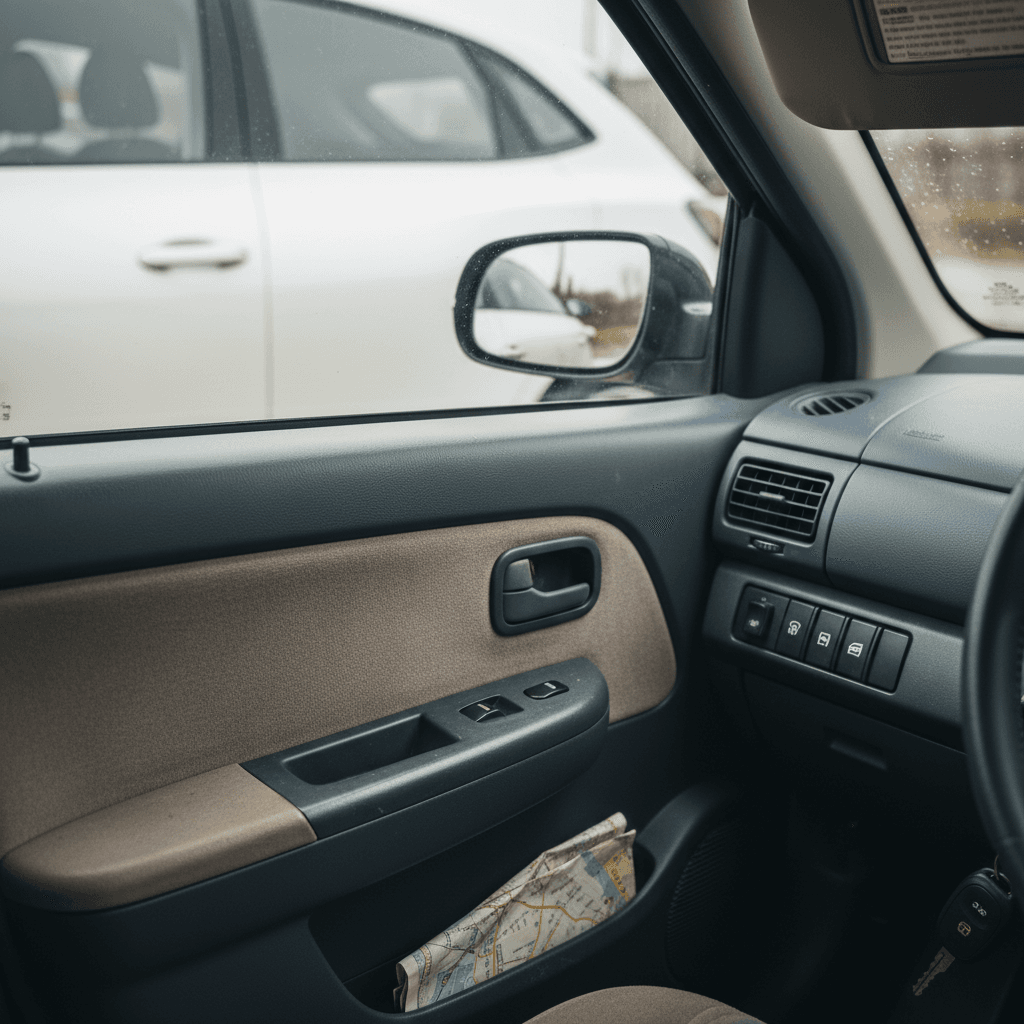 Row of used electric vehicles parked on a dealership lot at sunset
