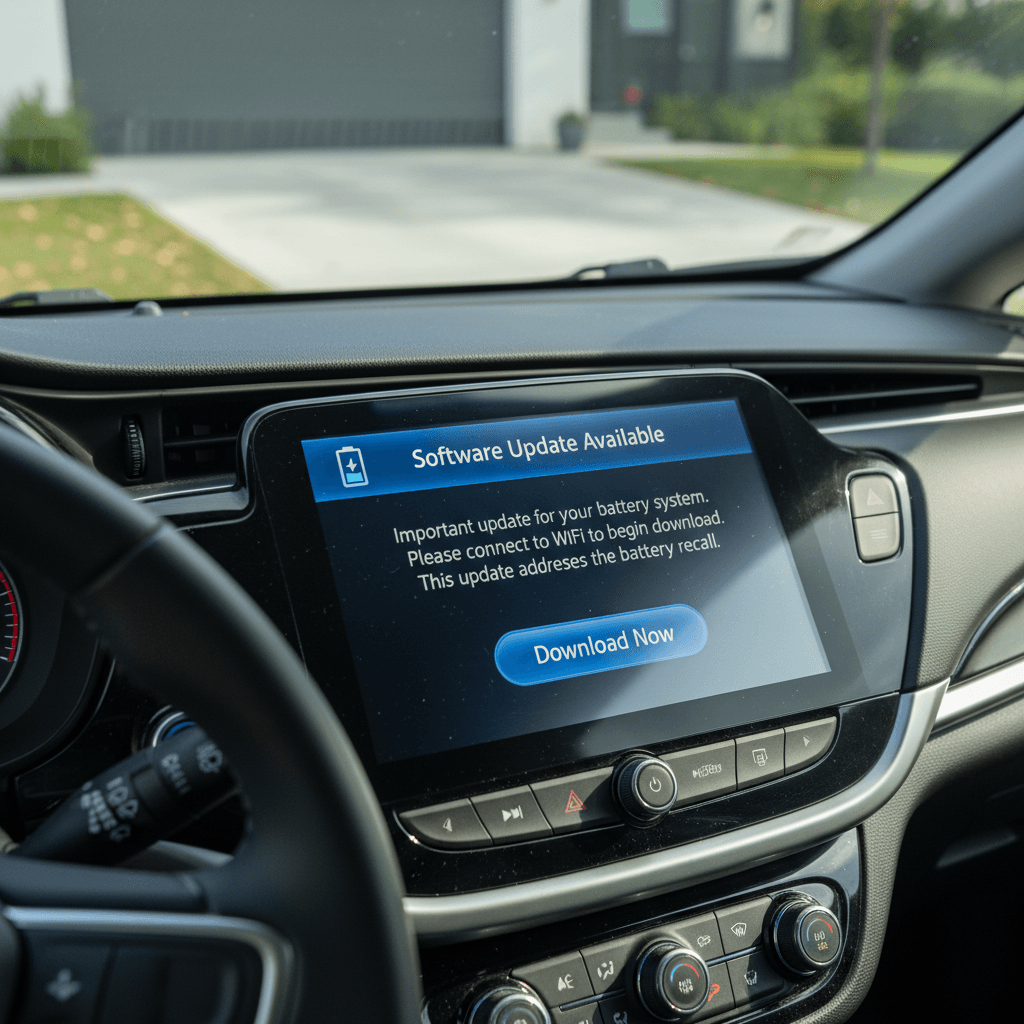 Genesis GV60 infotainment screen showing an in-progress software update with progress bar
