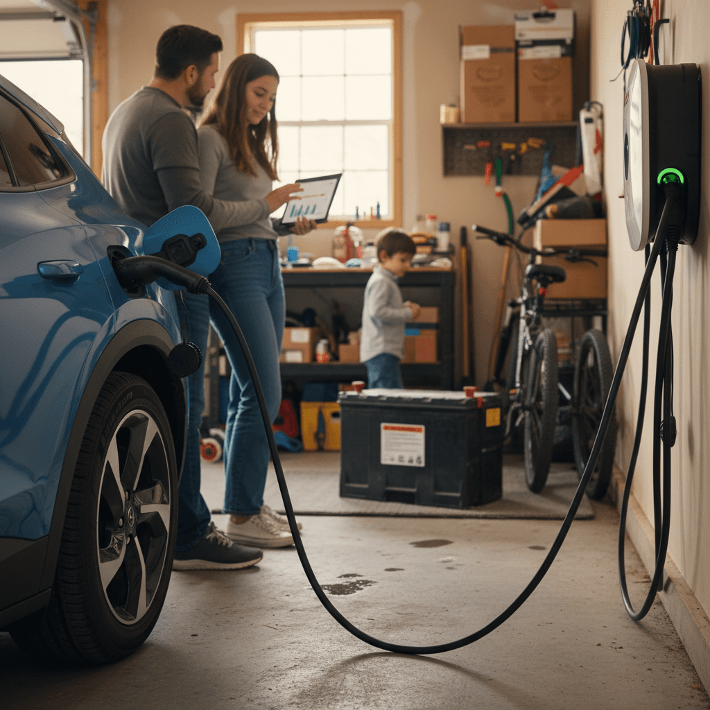 Chevy Silverado EV plugged into a DC fast charger at a work site