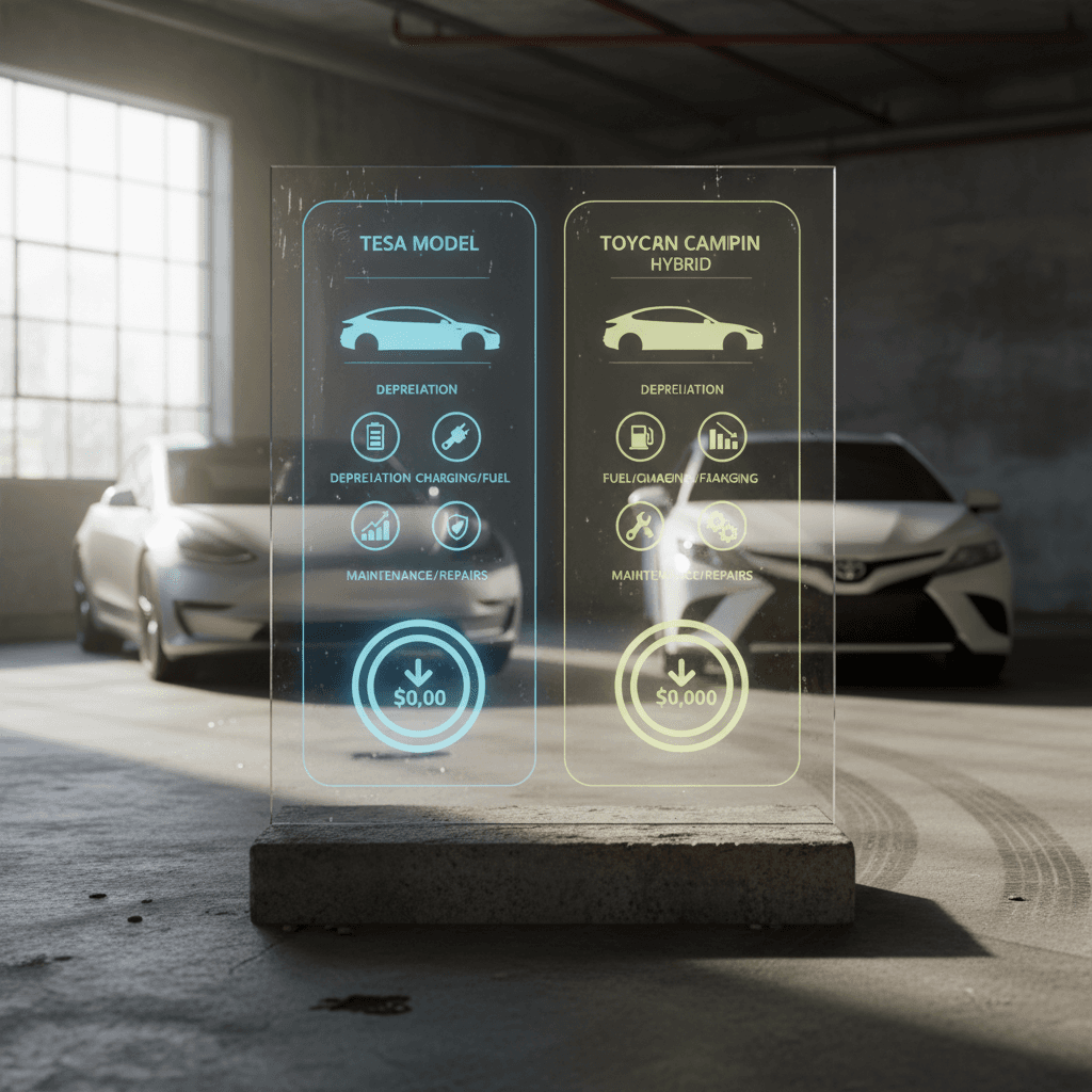 Kia EV6 plugged into a home Level 2 charger while a Kia Sportage Hybrid refuels at a nearby gas station
