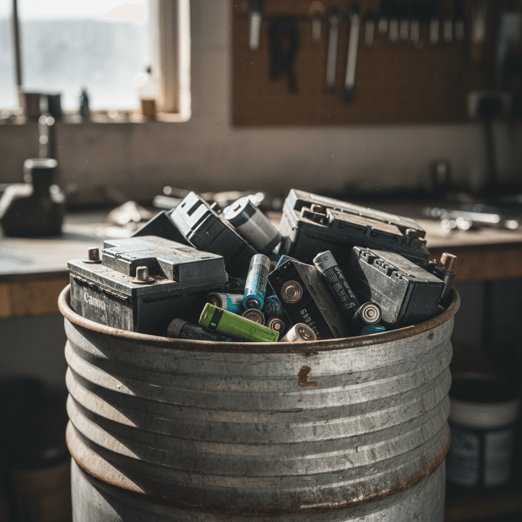 Second life EV batteries installed as a home energy storage system in a modern garage