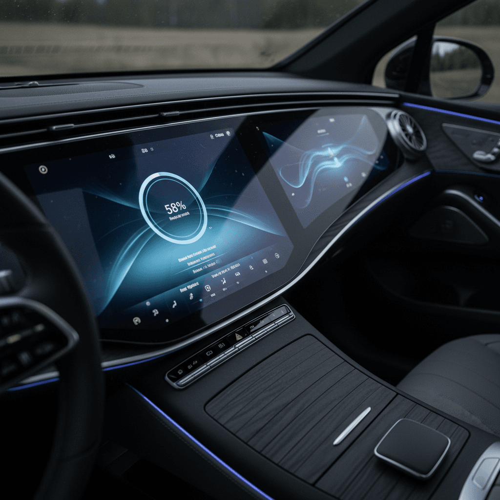 Infotainment screen in a Volvo C40 Recharge showing a software update notification next to Google built‑in apps