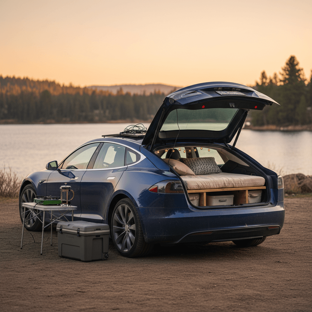 Tesla Model S Camping Setup Guide: Sleep, Power & Storage Tips